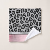 Roze, zwarte zilverlauw afdrukken bad handdoek (Wasdoekje)
