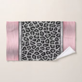 Roze, zwarte zilverlauw afdrukken bad handdoek (Handdoek)