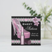 Roze zwarte zoete 61-speelgoedlipstick van 16 part kaart (Staand voorkant)