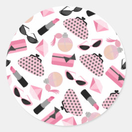 Roze & Zwarte Zonnebril Lipstick Parfum Sticker