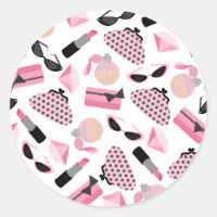 Roze & Zwarte Zonnebril Lipstick Parfum Sticker