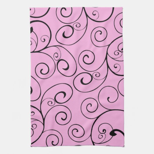 Roze zwarte zwemmen keukendoek theedoek (Verticaal)