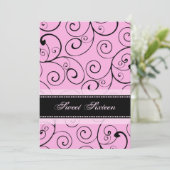 Roze zwarte zwemmers 16e verjaardag feestdagen kaart (Staand voorkant)