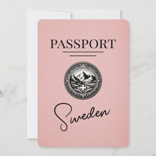 Roze Zweden paspoort Bewaar de datum Save The Date (Voorkant)