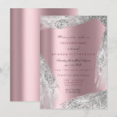 Roze zweet 16e Bridal Silver Grey Roos Mauve Kaart (Voorkant / Achterkant)