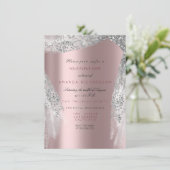 Roze zweet 16e Bridal Silver Grey Roos Sparkly Kaart (Staand voorkant)