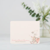 Roze zweet Heart & Butterflies Floral Chic Wedding Bedankkaart (Staand voorkant)