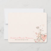 Roze zweet Heart & Butterflies Floral Chic Wedding Bedankkaart (Voorkant)