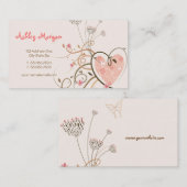 Roze zweet heart & Butterfly Swirls Profile Card Visitekaartje (Voorkant / Achterkant)
