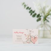 Roze zweet heart & Butterfly Swirls Profile Card Visitekaartje (Staand voorkant)