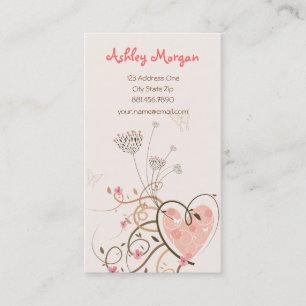 Roze zweet heart & Butterfly Swirls Profile Card Visitekaartje