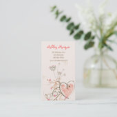 Roze zweet heart & Butterfly Swirls Profile Card Visitekaartje (Staand voorkant)