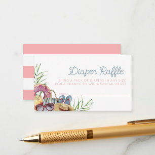 Roze Zwembad Feest Baby Shower Luier Raffle Ticket Informatiekaartje