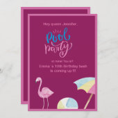 roze zwembad feest plons verjaardag Uitnodiging (Voorkant / Achterkant)