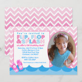 Roze zwembad Partij Birthday-uitnodiging zwemmen Kaart (Voorkant / Achterkant)