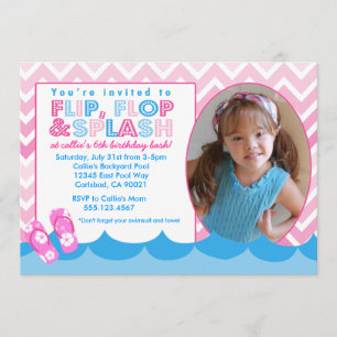 Roze zwembad Partij Birthday-uitnodiging zwemmen Kaart