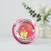 Roze Zwembad Party Cocktail Waterverf Sweet 16 Fot Kaart (Staand voorkant)