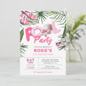  Roze Zwembad Party Meisje Verjaardag Kaart (Staand voorkant)