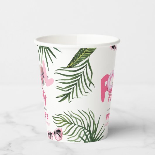  Roze Zwembad Party Meisje Verjaardag Papieren Bekers (Links)