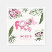 Roze Zwembad Party Meisje Verjaardag Servet (Voorkant)