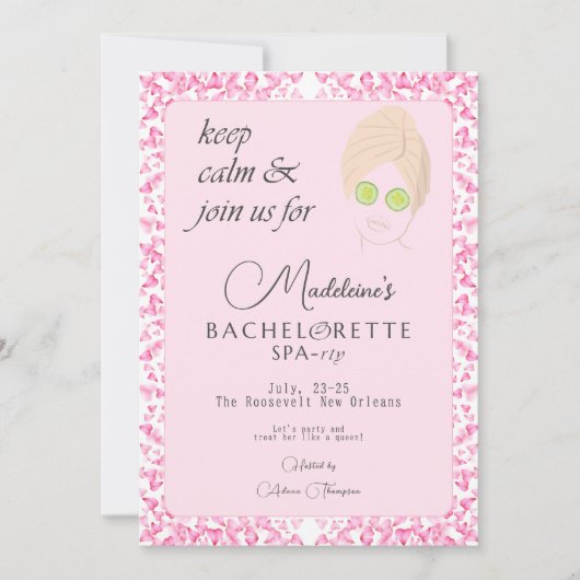 Roze Zwembad & Spa Weekend Getaway Bachelorette Pa Kaart (Voorkant)