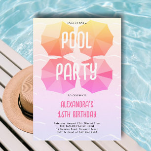 Roze zwembad verjaardagsfeest paraplu's Cool Sweet Kaart