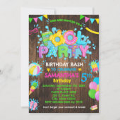 Roze Zwembad Verjaardagsfeest Rubber Eend Houten Kaart (Voorkant)