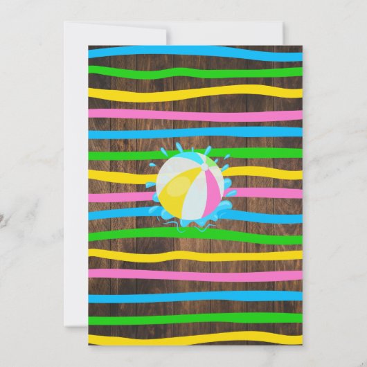 Roze Zwembad Verjaardagsfeest Rubber Eend Houten Kaart (Achterkant)