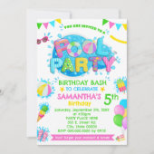 Roze Zwembad Verjaardagsfeestje voor kinderen Kaart (Voorkant)