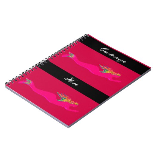 roze zwemblazen rood/zwart notitieboek (Linkerzijde)