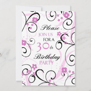 Roze Zwemelen 30e Birthday Party Invitation Card Kaart