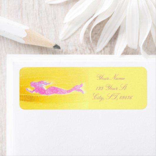 roze zwemmermaid return address label (Insitu)