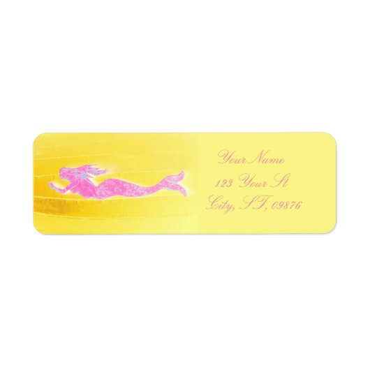 roze zwemmermaid return address label (Voorkant)