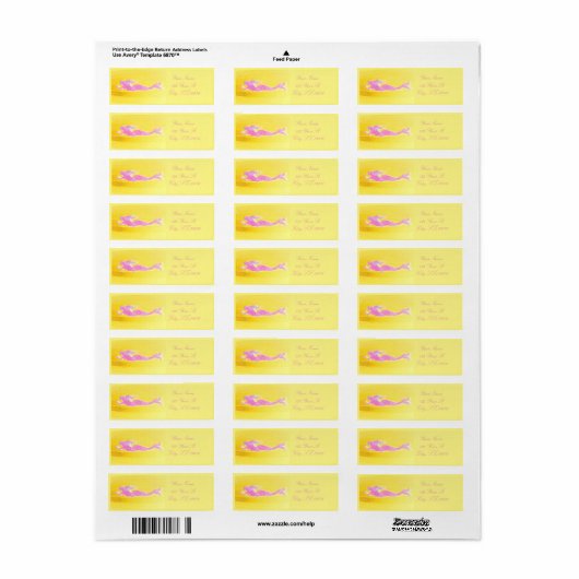 roze zwemmermaid return address label (Full Sheet)