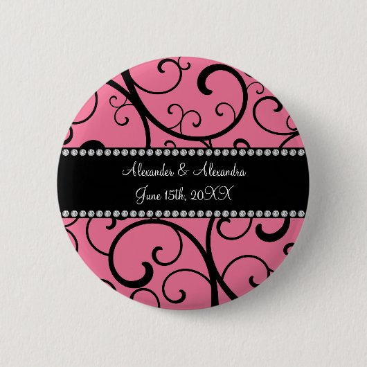 roze zwendel trouwgunsten ronde button 5,7 cm (Voorkant)