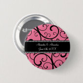 roze zwendel trouwgunsten ronde button 5,7 cm (Voorkant /achterkant)