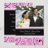 Roze zwenken Aankondiging foto-uitlopement kaarten (Voorkant / Achterkant)