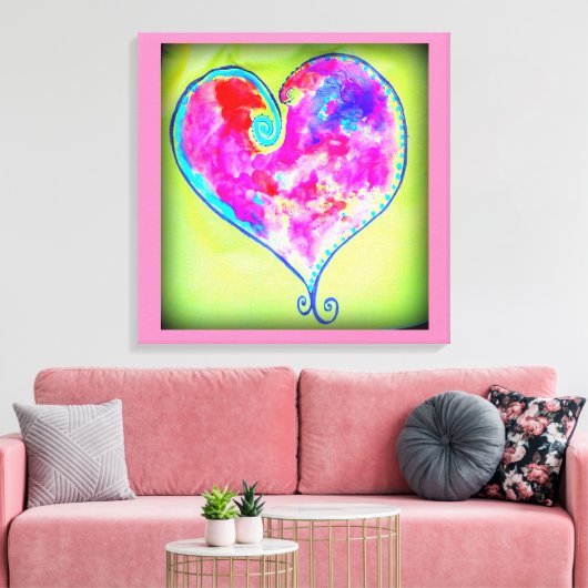 roze zwenkhart canvas afdruk (Insitu (Woonkamer))