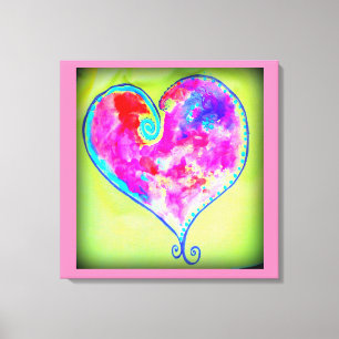 roze zwenkhart canvas afdruk