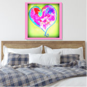 roze zwenkhart canvas afdruk (Insitu (Slaapkamer))