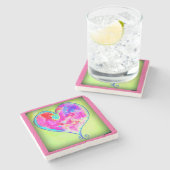 roze zwenkhart stenen onderzetter (Zijkant)