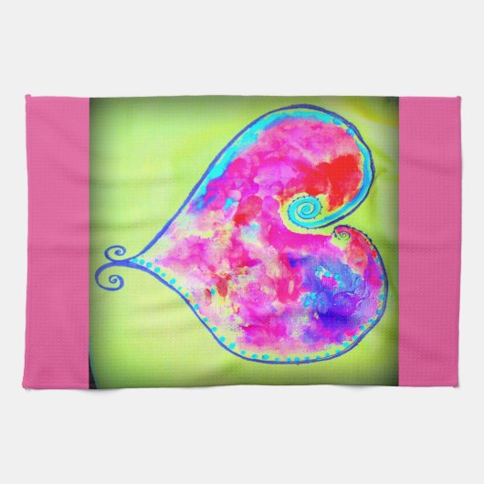 roze zwenkhart theedoek (Horizontaal)