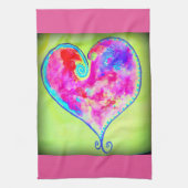 roze zwenkhart theedoek (Verticaal)