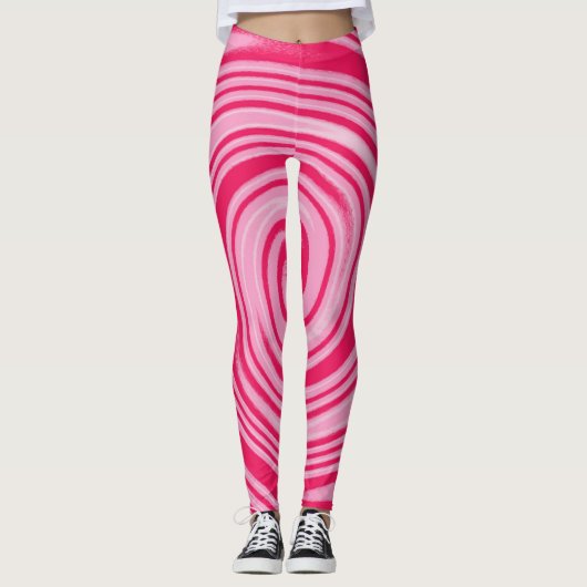 Roze zwenkpatroon leggings (Voorkant)