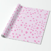 Roze zwevende harten cadeaupapier (Uitgerold)