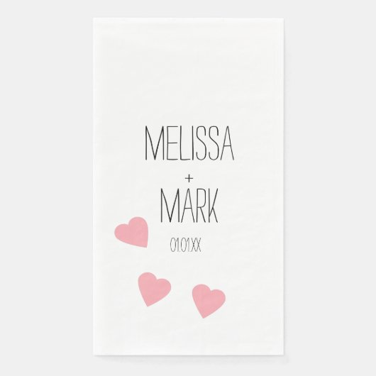 Roze Zwevende Harten Monogram Servet (Voorkant)