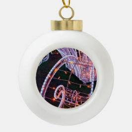 Roze zwijn keramische bal ornament