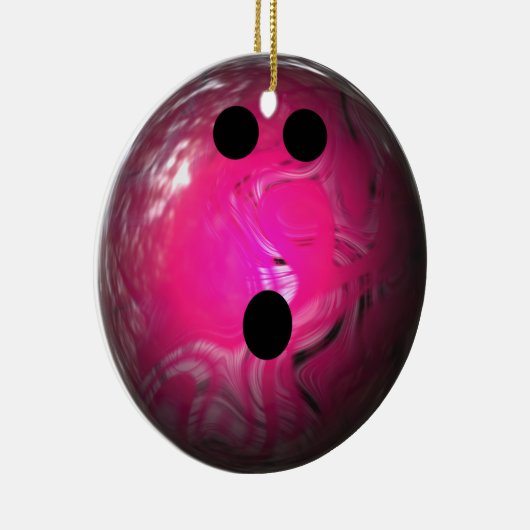 Roze zwirl Bowling Ball Keramisch Ornament (Rechts)