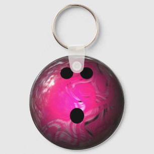 Roze zwirl Bowling Ball Sleutelhanger