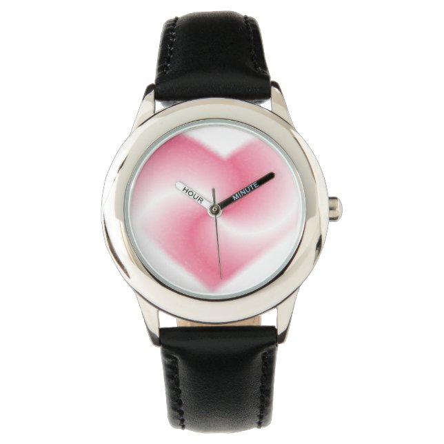 Roze zwirl Heart Horloge (Voorkant)